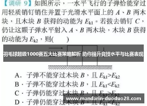 羽毛球超级1000赛五大比赛策略解析 助你提升竞技水平与比赛表现